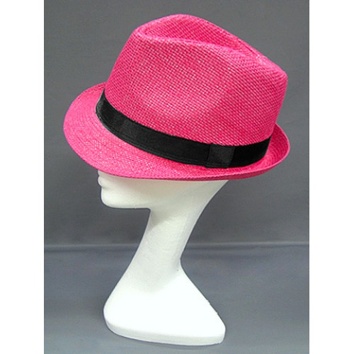 Fedora Straw Hat - Fuchsia - HT-1188FS